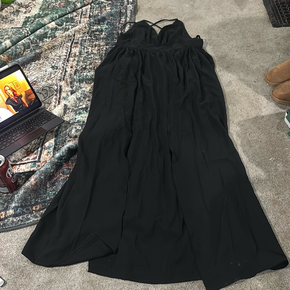 Thigh slit open back dress